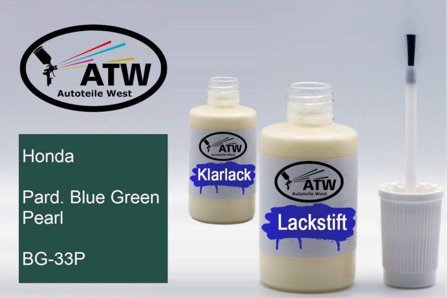 Honda, Pard. Blue Green Pearl, BG-33P: 20ml Lackstift + 20ml Klarlack - Set, von ATW Autoteile West.